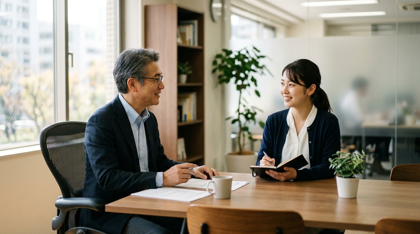 社員一人ひとりと向き合う面談の場面