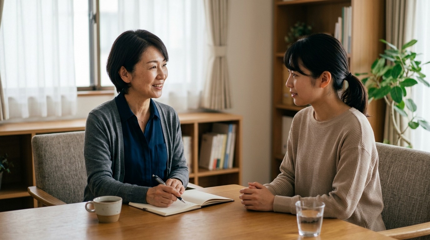 落ち着いた個別相談の場面